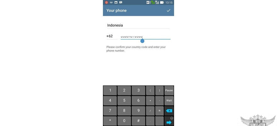 Okey sekarang masukkan nomor hp di Telegram Mod Apk