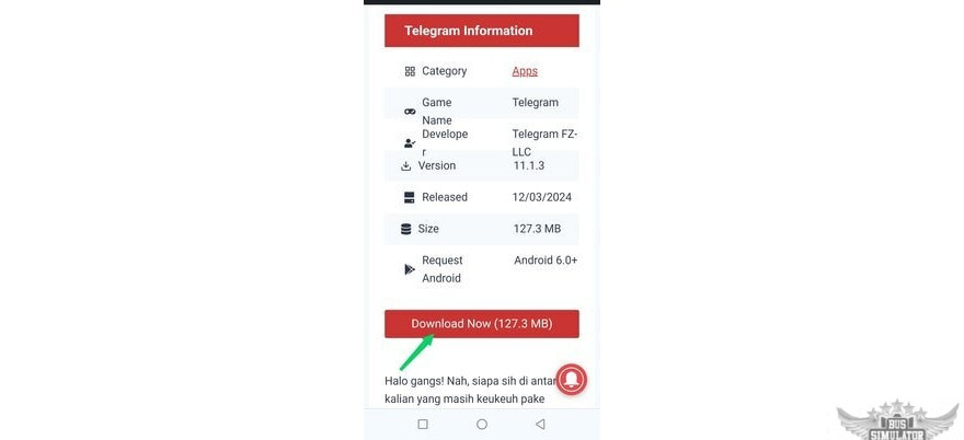 Klik download Telegram Mod dulu sebelum daftar