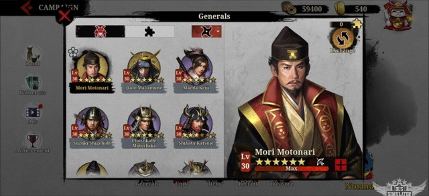 karakter great conqueror 2 shogun mod apk