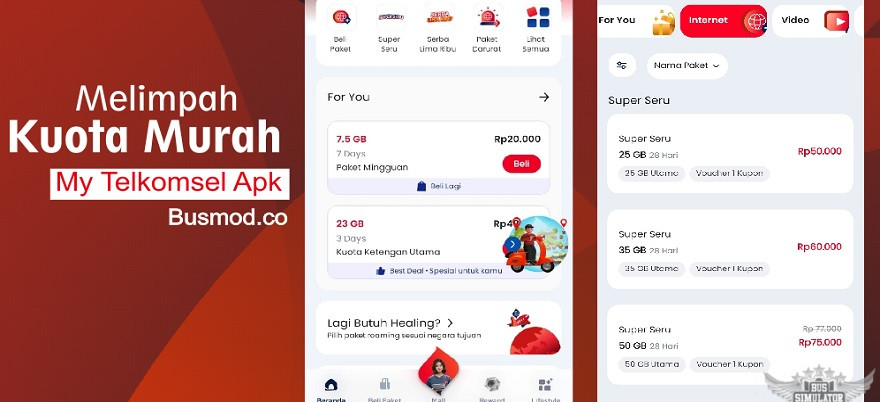 My Telkomsel Apk di sini punya banyak pilihan kuota murah