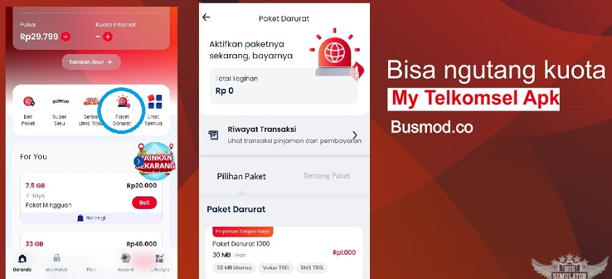 My telkomsel apk menyediakan paket darurat kuota