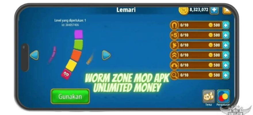 Keseruan bermain Worm Zone Mod Apk