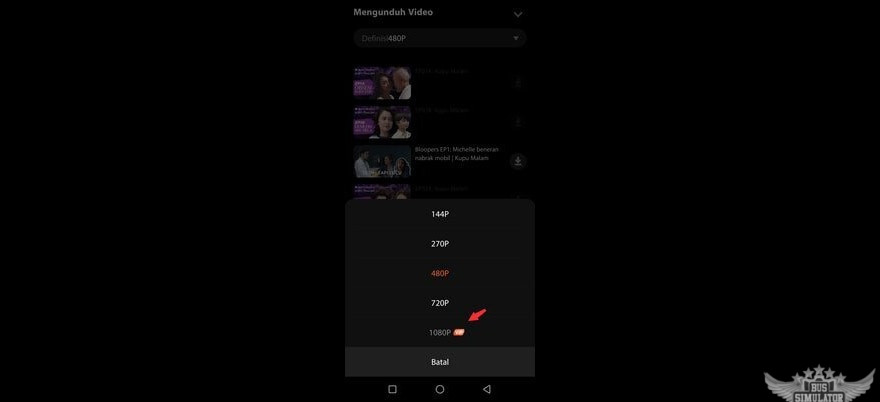 pilih resolusi unduhan video di WeTV Mod Apk