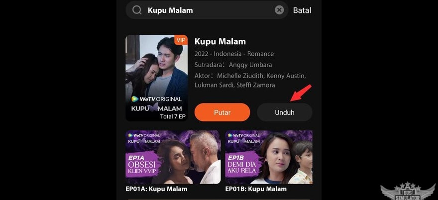 Klik tombol unduh untuk nonton offline series di WeTV Mod Apk