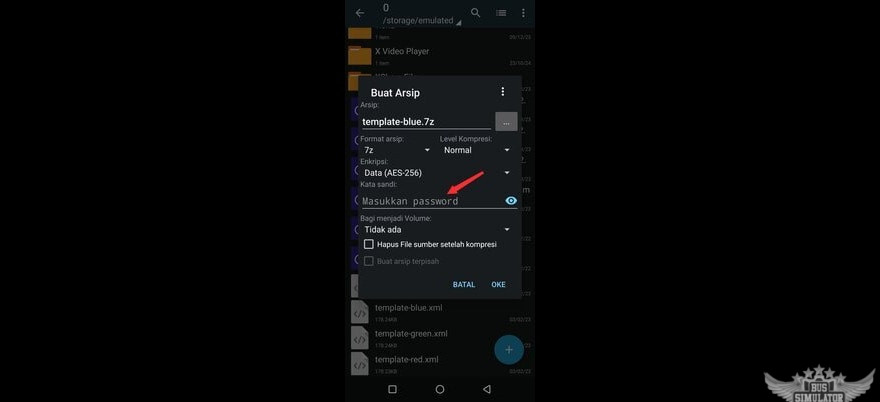 Masukkan password jika diperlukan di ZArchiver Apk