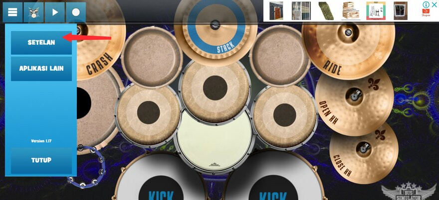 Pilih setelan untuk kostumisasi di real drum mod apk