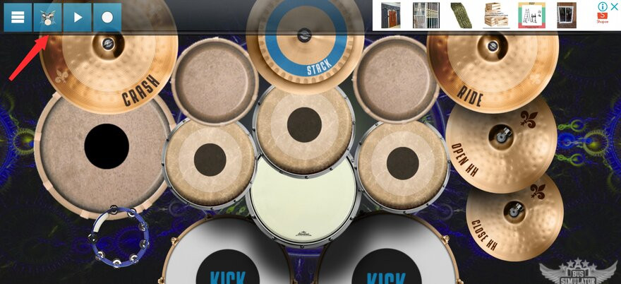 Klik ikom drum untuk pilih kit di real drum mod apk