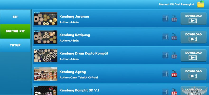 Koleksi lengkap kit kendang di real drum mod apk