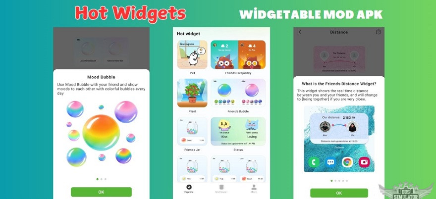 Beragam widget keren di Widgetable Mod Apk