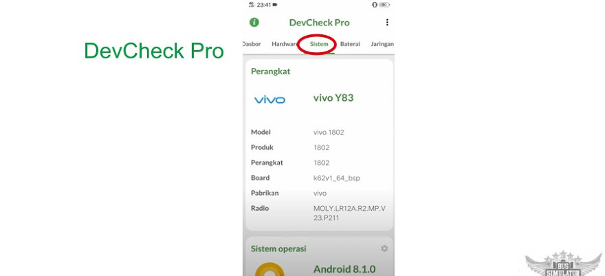 Cek versi Android bisa di menu sistem Devcheck Pro