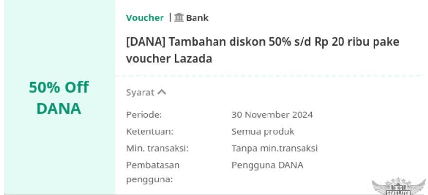 Diskon setengah harga pakai Dana di Lazada Apk