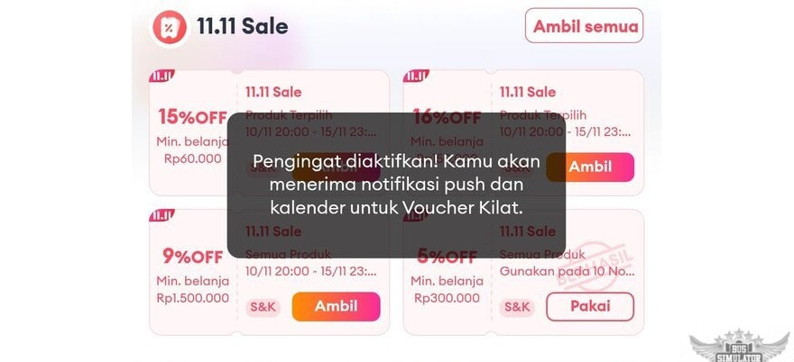 Pasang reminder diskon dan promo di Lazada Apk