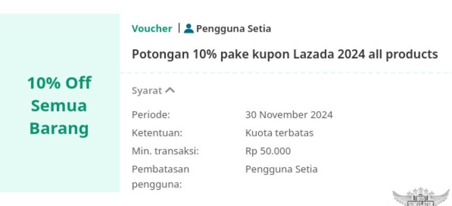 Minimal transakisi 50 ribu bisa dapat diskon ini di Lazada Apk