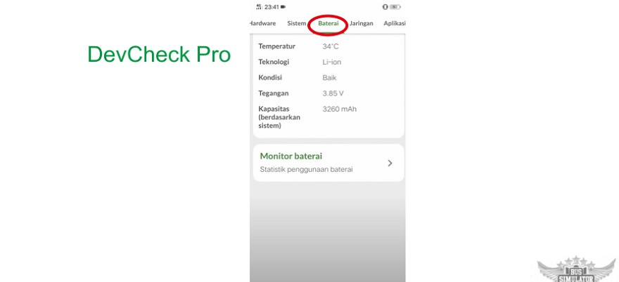 Mengecek baterai di Devcheck Pro