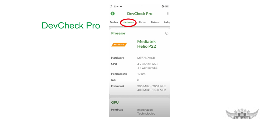 Periksa pada bagian hardware Devcheck Pro untuk mengetahui keaslian HP