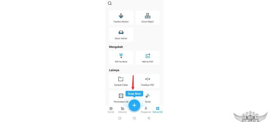 Pilih icon kamera untuk memulai scan di TapScanner Mod