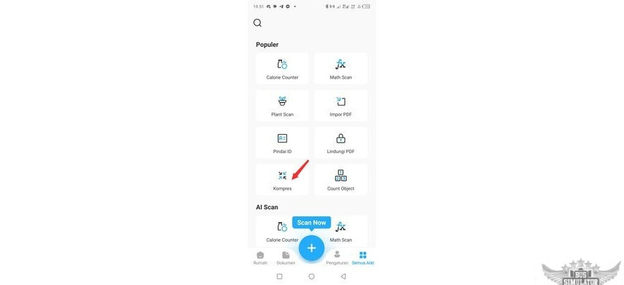 Pilih menu Kompres di TapScanner Mod
