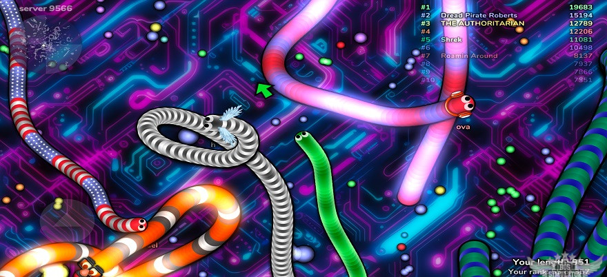 Gameplay dari Slither.io